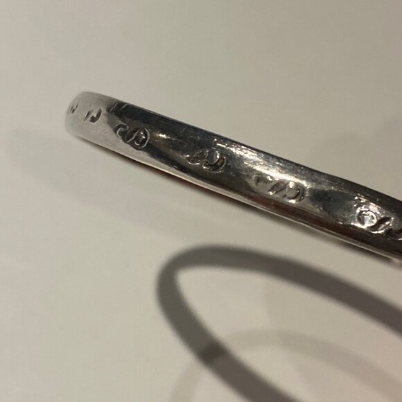 Vintage Bracelet Alpaca Mexico Silver-tone Engraved Signed Bangle - Picture 6 of 8